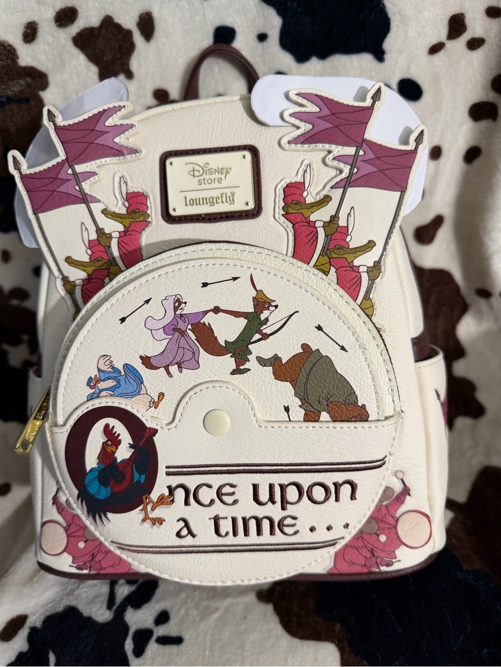 Loungefly Cream & Pink Robin Hood Storybook Mini Backpack